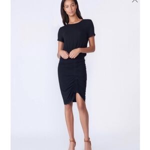 Veronica Beard Jeans Yari Dress Black Ruched Size S